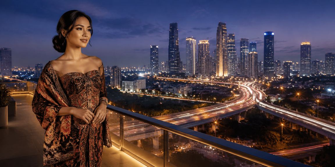 Model wanita berpose percaya diri menampilkan pengalaman VIP premium di platform hiburan online