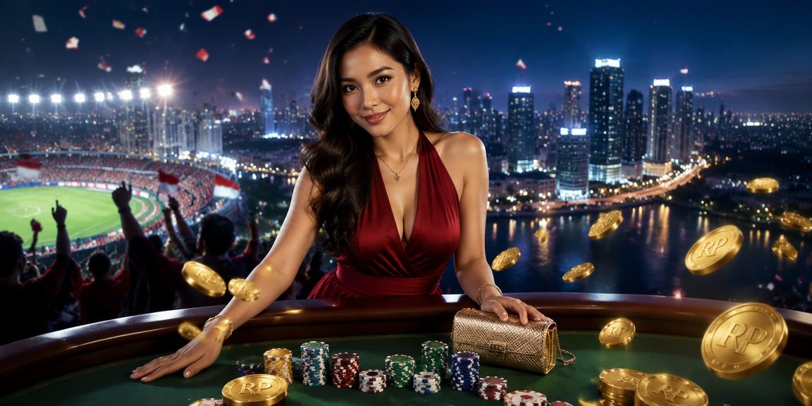 Model wanita berpose elegan menampilkan program VIP bonus eksklusif untuk member setia