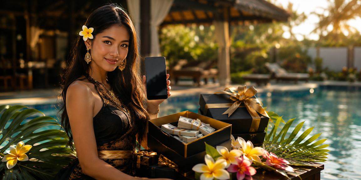 Model wanita menggunakan ponsel untuk mengakses platform kasino mobile dengan aman
