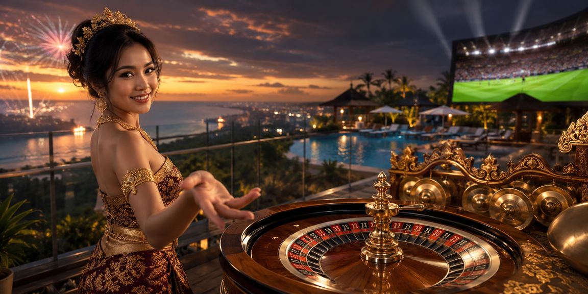 Model memainkan roulette di meja live casino dengan ekspresi fokus